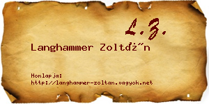 Langhammer Zoltán névjegykártya